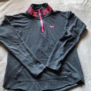 VS PINK Long Sleeve Dark Grey Quarter Zip